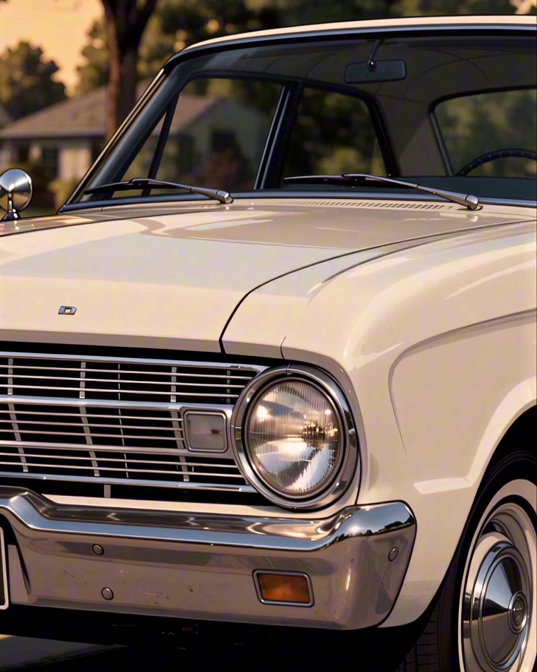 Білий Ford Falcon, на базі якого створили перший Ford Mustang